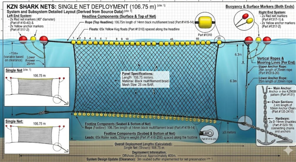 Diagram explaing a shark net in KZN